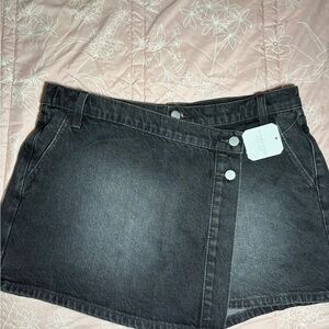 Altar'd State Black Washed Denim Mini Skirt